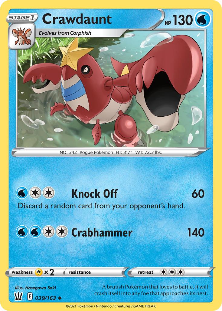 2021 Pokemon Trading Card Game Battle Styles Set List 39 Crawdaunt