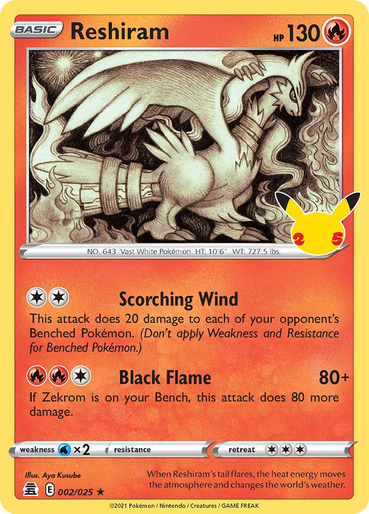 2021 Pokemon Trading Card Game Celebrations Price List 002 Reshiram