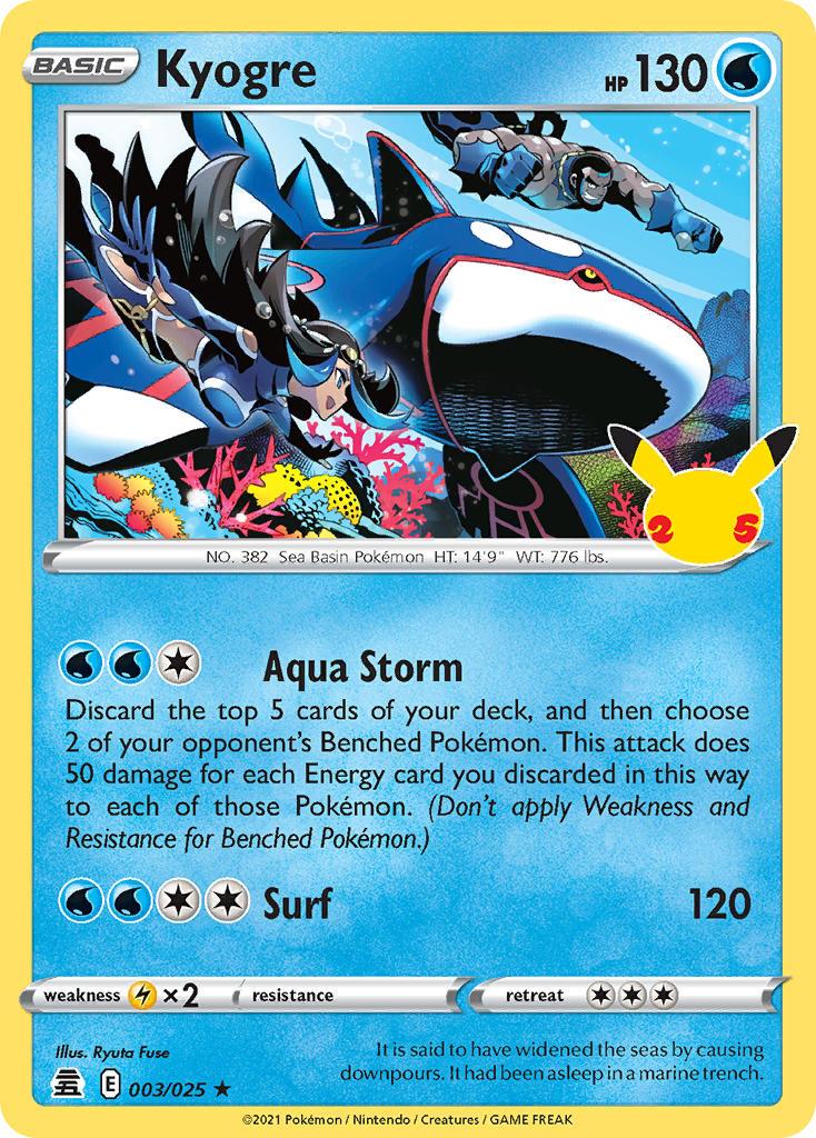 2021 Pokemon Trading Card Game Celebrations Price List 003 Kyogre