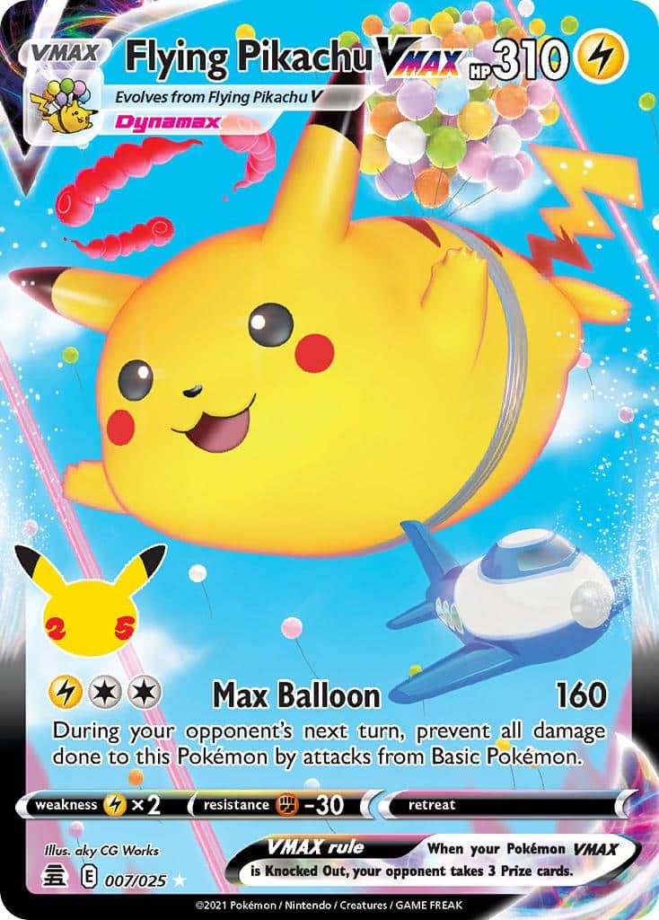 2021 Pokemon Trading Card Game Celebrations Price List 007 Flying Pikachu VMAX