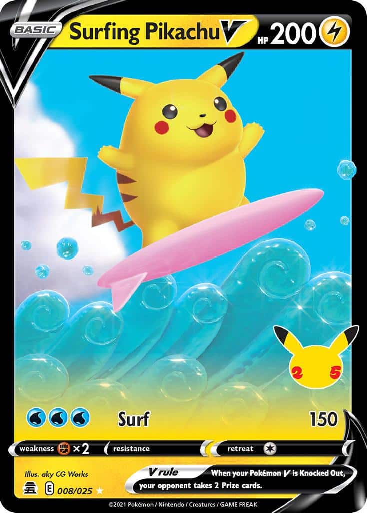 2021 Pokemon Trading Card Game Celebrations Price List 008 Surfing Pikachu V