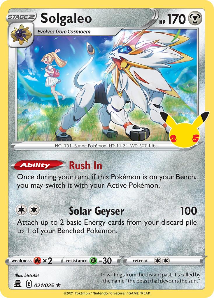 2021 Pokemon Trading Card Game Celebrations Price List 021 Solgaleo