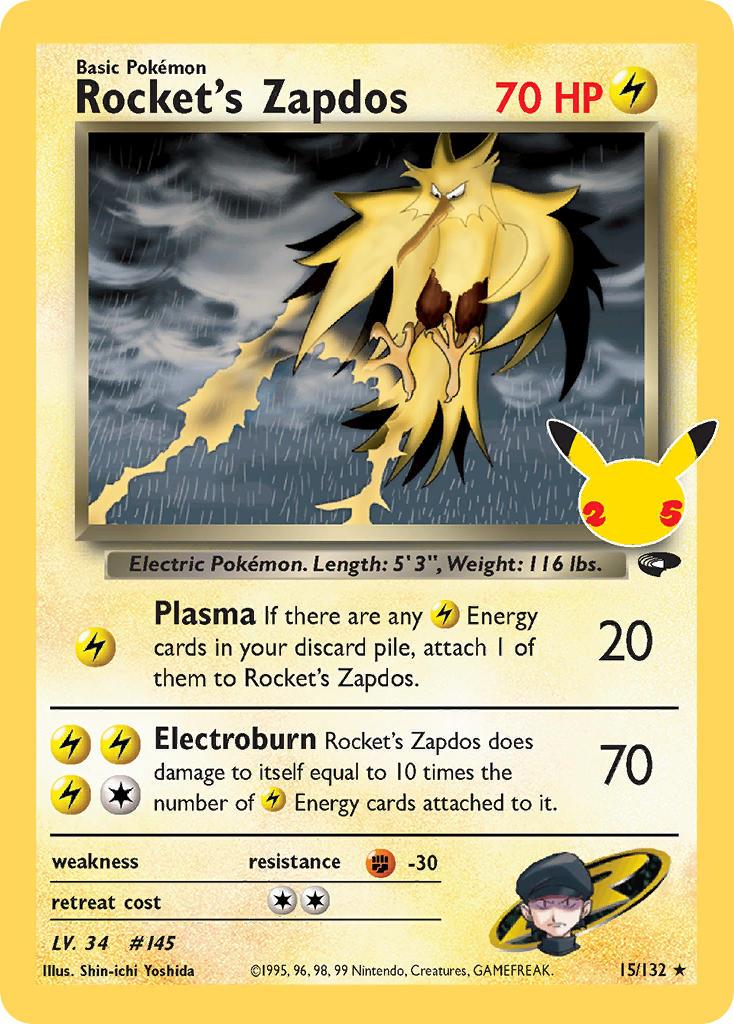 2021 Pokemon Trading Card Game Celebrations Price List 15 Rockets Zapdos