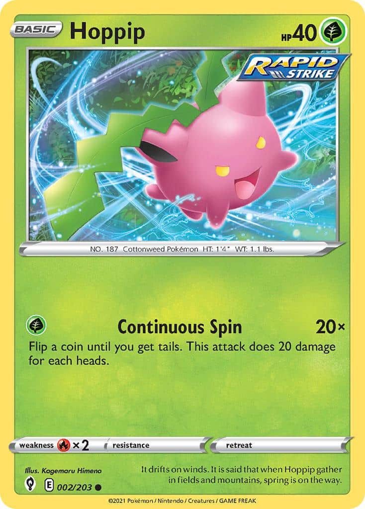 2021 Pokemon Trading Card Game Evolving Skies Price List 002 Hoppip