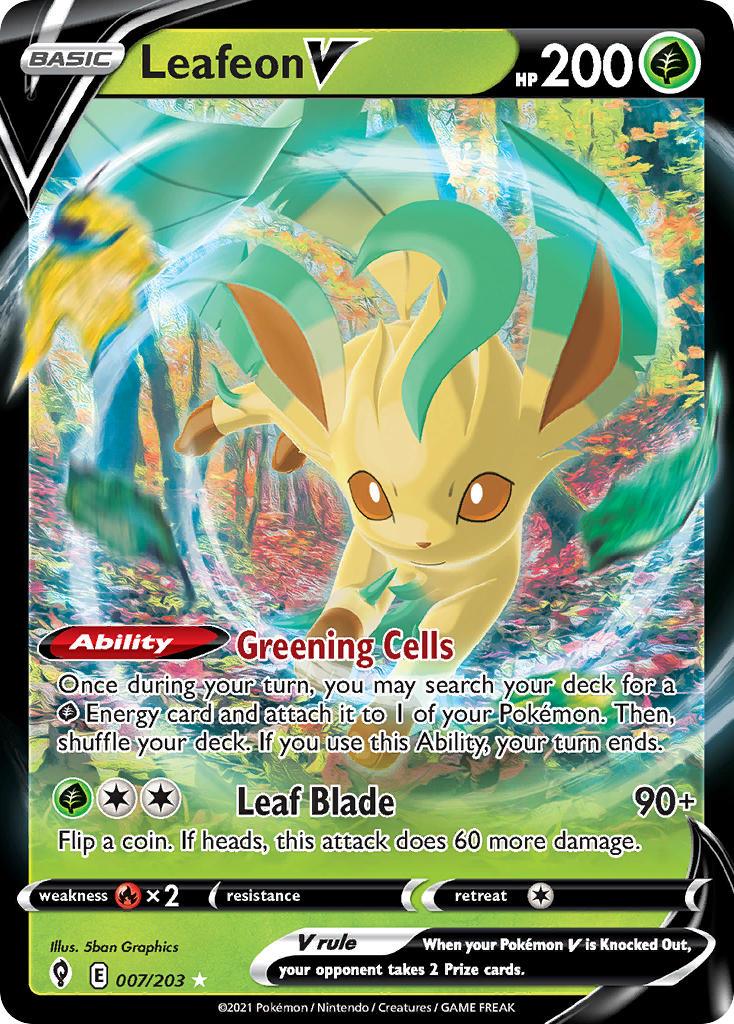 2021 Pokemon Trading Card Game Evolving Skies Price List 007 Leafeon V