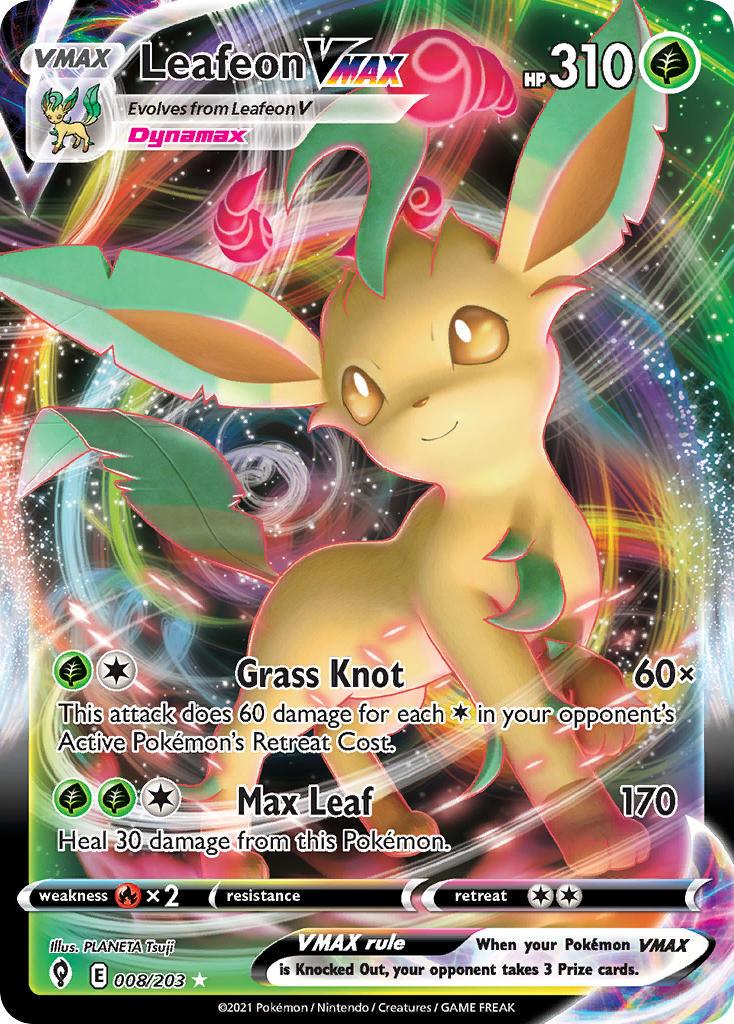 2021 Pokemon Trading Card Game Evolving Skies Price List 008 Leafeon VMAX