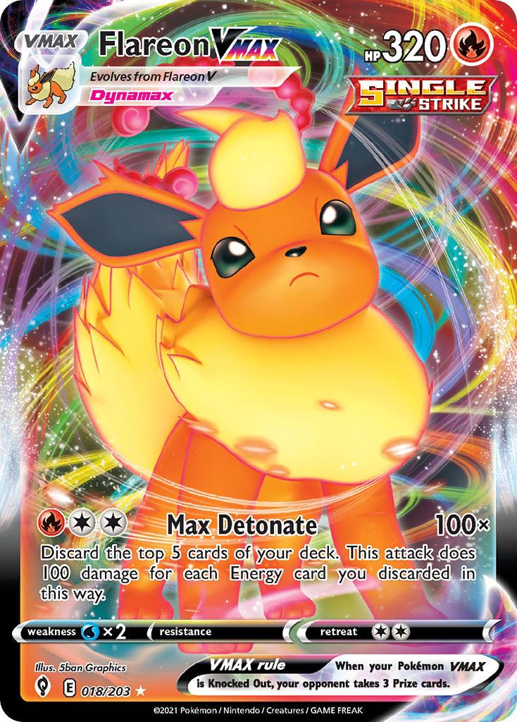 2021 Pokemon Trading Card Game Evolving Skies Price List 018 Flareon VMAX