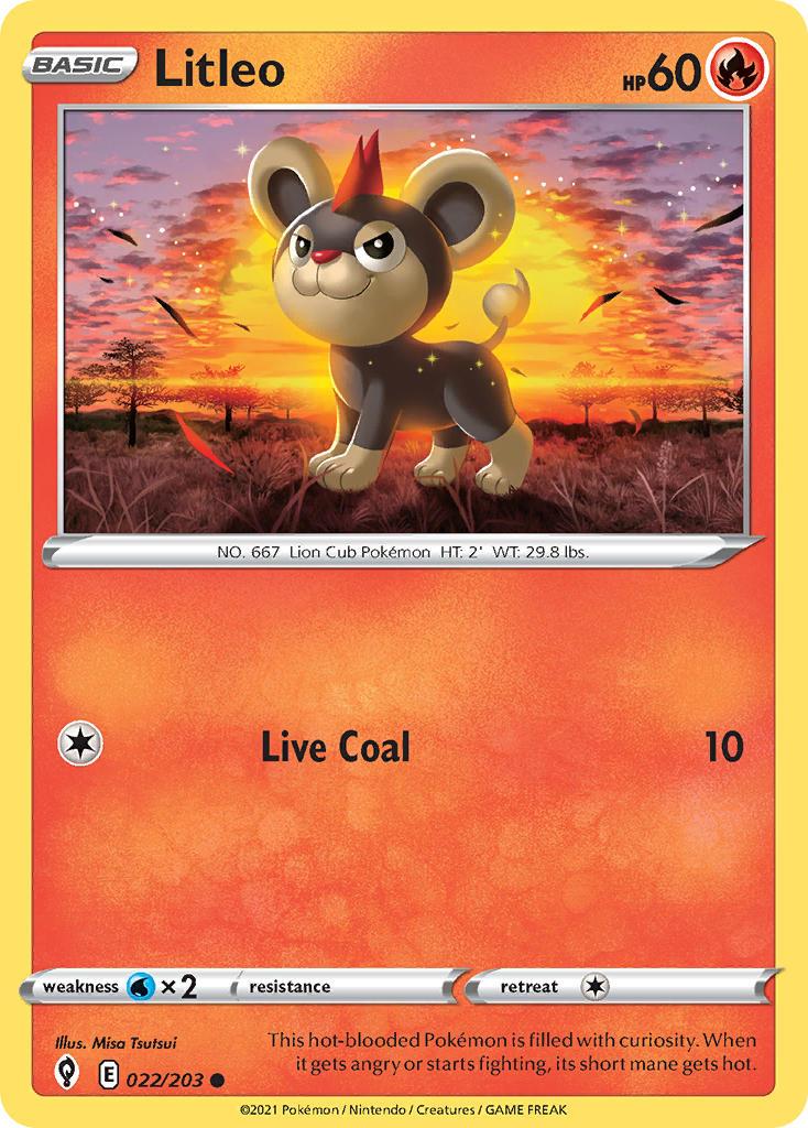 2021 Pokemon Trading Card Game Evolving Skies Price List 022 Litleo