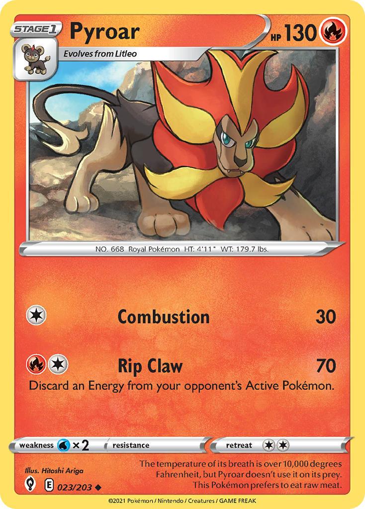 2021 Pokemon Trading Card Game Evolving Skies Price List 023 Pyroar