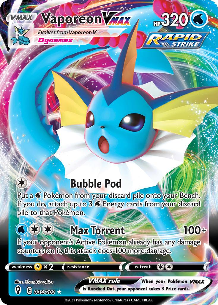 2021 Pokemon Trading Card Game Evolving Skies Price List 030 Vaporeon VMAX