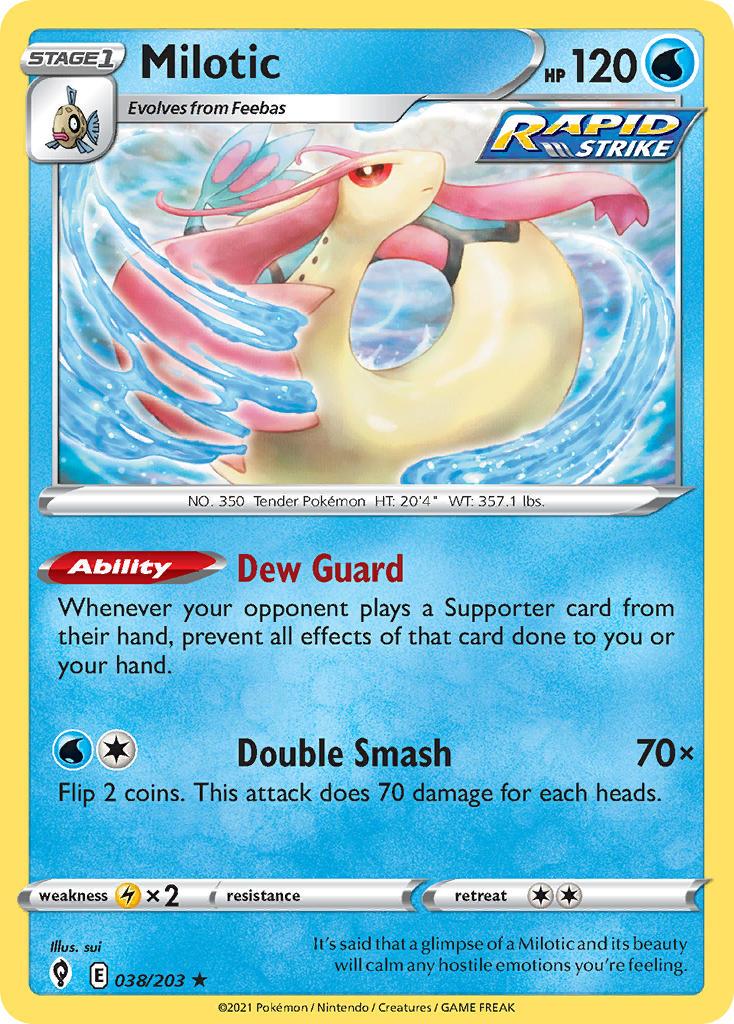 2021 Pokemon Trading Card Game Evolving Skies Price List 038 Milotic