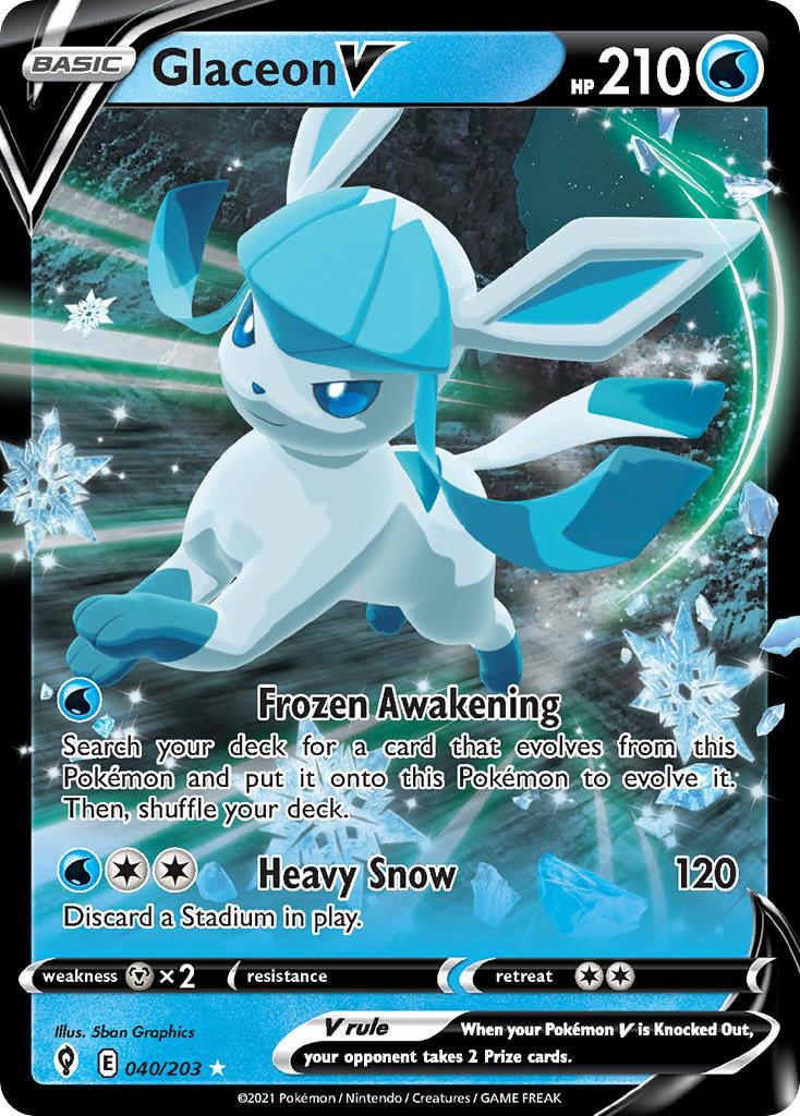 2021 Pokemon Trading Card Game Evolving Skies Price List 040 Glaceon V