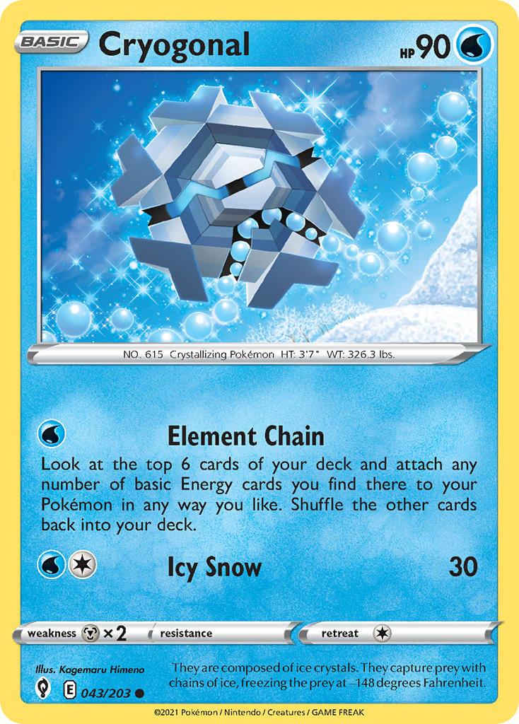 2021 Pokemon Trading Card Game Evolving Skies Price List 043 Cryogonal