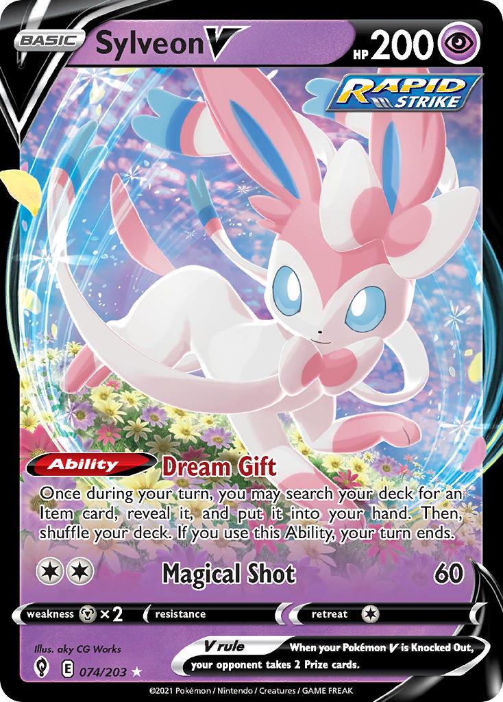 2021 Pokemon Trading Card Game Evolving Skies Price List 074 Sylveon V