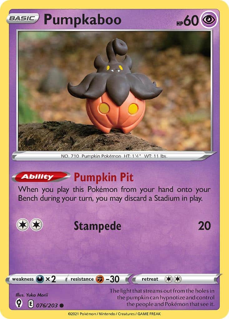 2021 Pokemon Trading Card Game Evolving Skies Price List 076 Pumpkaboo