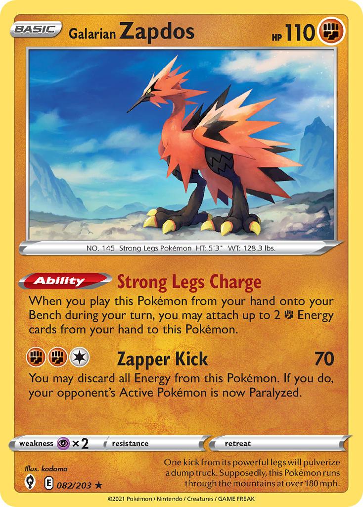 2021 Pokemon Trading Card Game Evolving Skies Price List 082 Galarian Zapdos