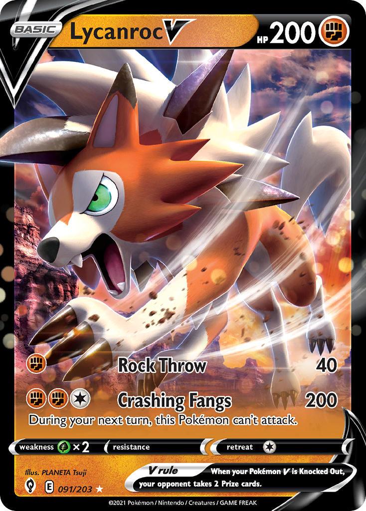 2021 Pokemon Trading Card Game Evolving Skies Price List 091 Lycanroc V