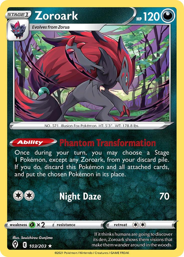 2021 Pokemon Trading Card Game Evolving Skies Price List 103 Zoroark