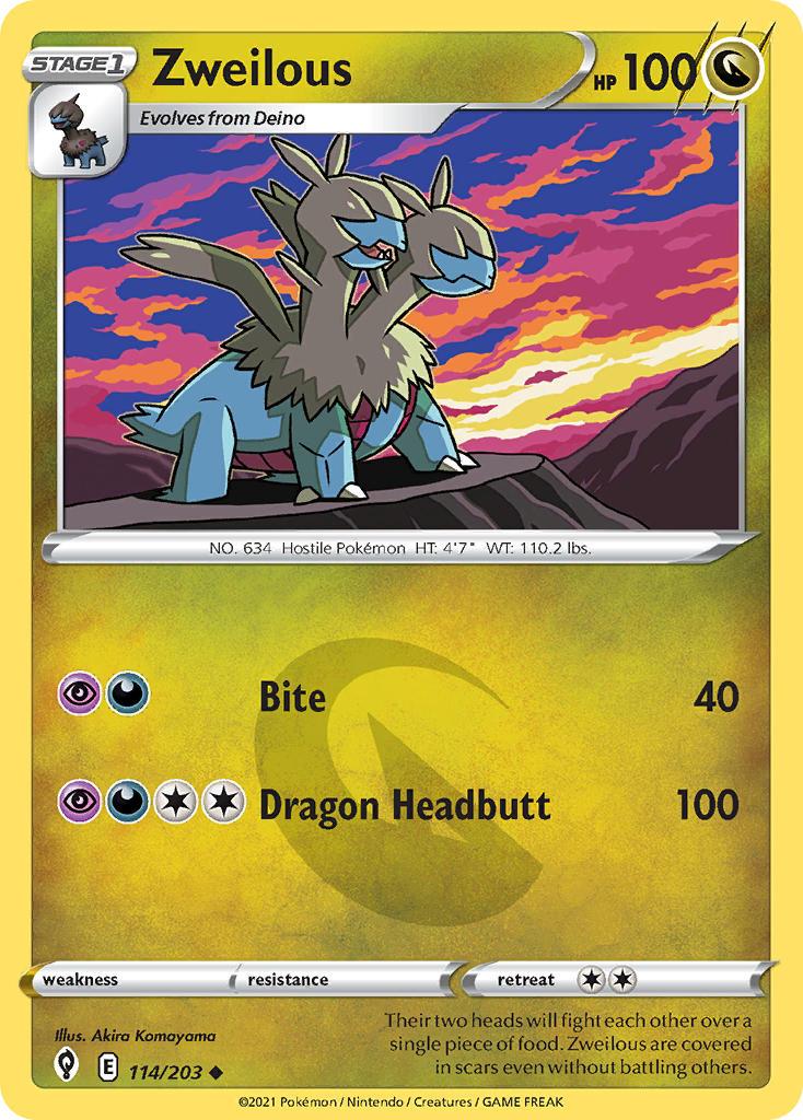 2021 Pokemon Trading Card Game Evolving Skies Price List 114 Zweilous