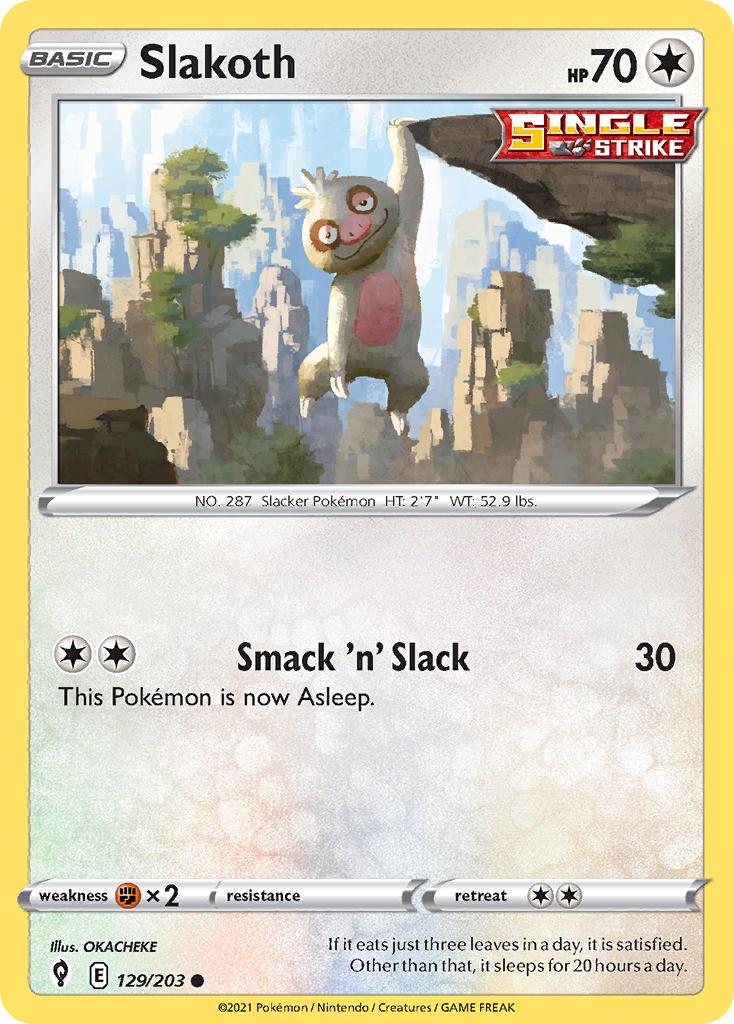 2021 Pokemon Trading Card Game Evolving Skies Price List 129 Slakoth