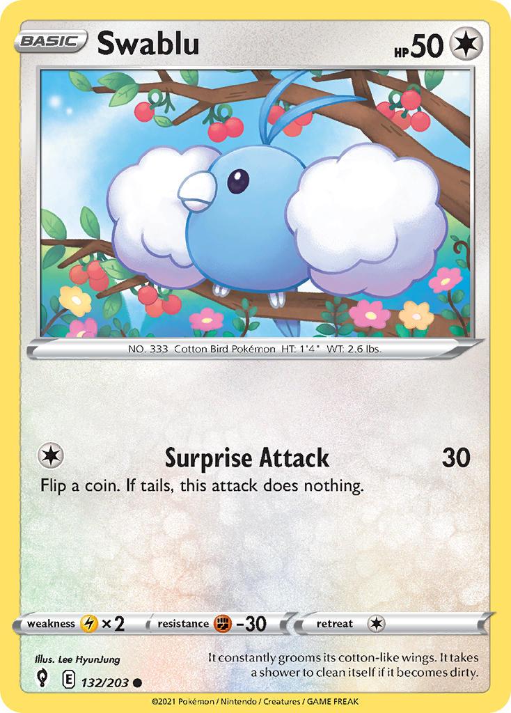 2021 Pokemon Trading Card Game Evolving Skies Price List 132 Swablu