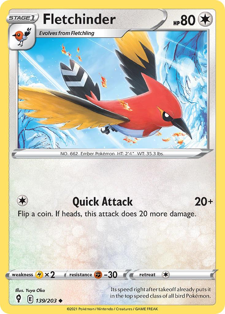 2021 Pokemon Trading Card Game Evolving Skies Price List 139 Fletchinder