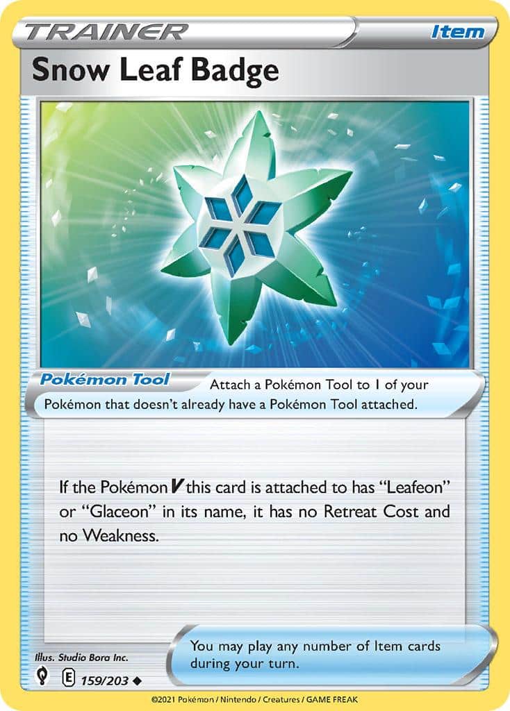 2021 Pokemon Trading Card Game Evolving Skies Price List 159 Snow Leaf Badge