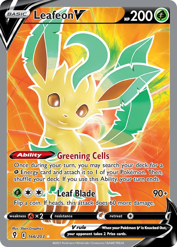 2021 Pokemon Trading Card Game Evolving Skies Price List 166 Leafeon V