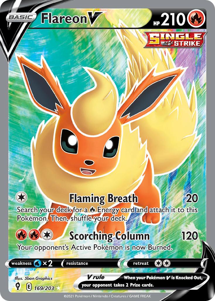 2021 Pokemon Trading Card Game Evolving Skies Price List 169 Flareon V