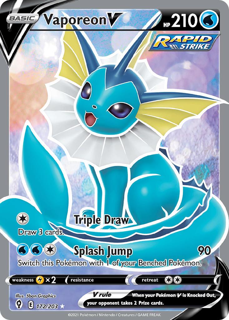 2021 Pokemon Trading Card Game Evolving Skies Price List 172 Vaporeon V