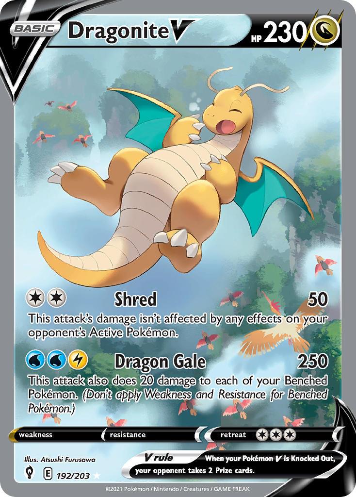 2021 Pokemon Trading Card Game Evolving Skies Price List 192 Dragonite V