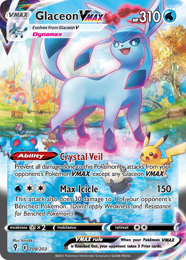 2021 Pokemon Trading Card Game Evolving Skies Price List 209 Glaceon VMAX