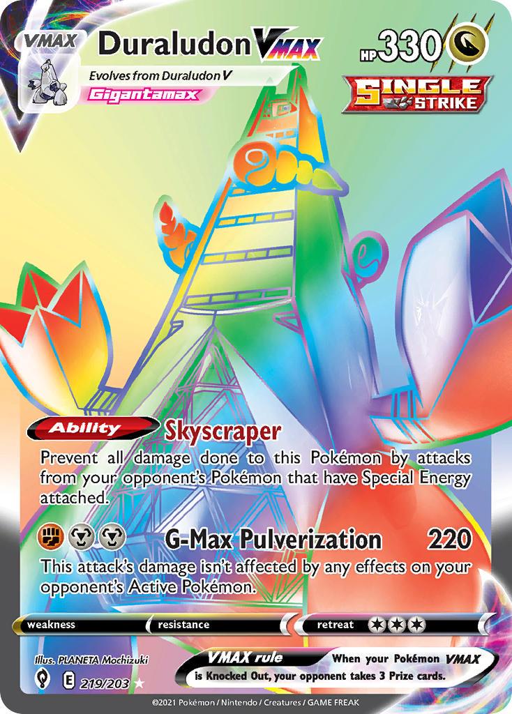 2021 Pokemon Trading Card Game Evolving Skies Price List 219 Duraludon VMAX