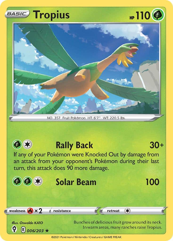 2021 Pokemon Trading Card Game Evolving Skies Set List 006 Tropius