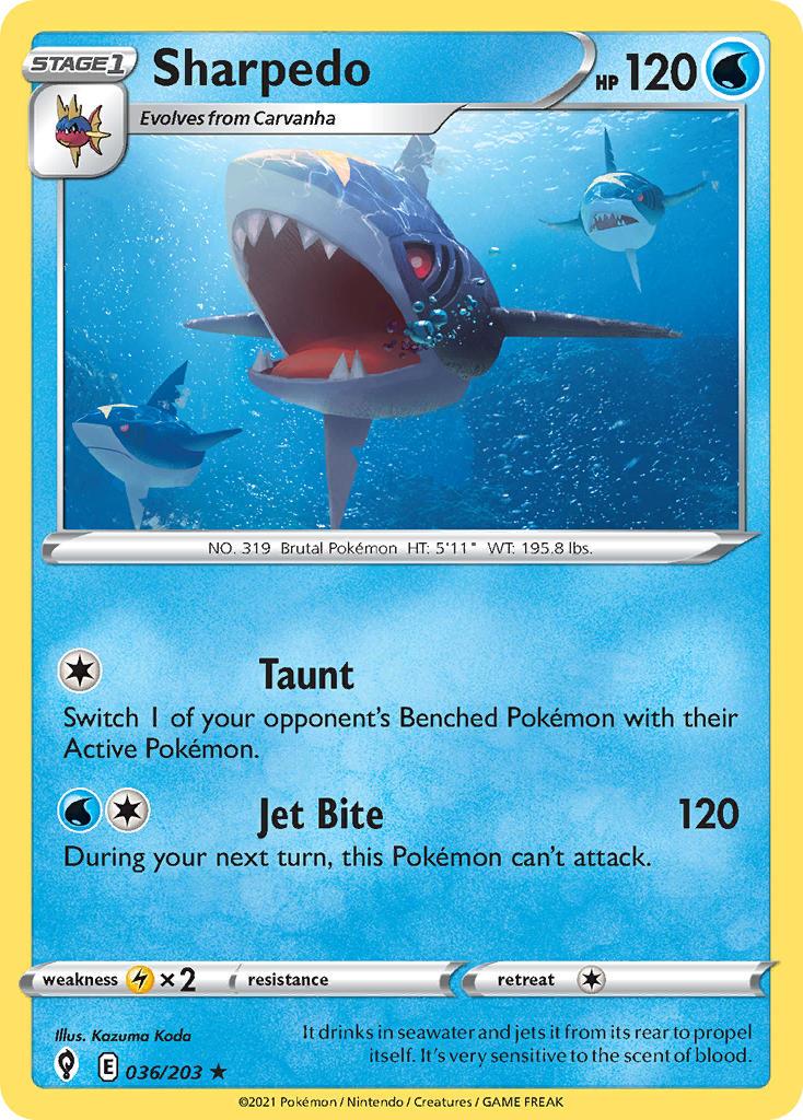 2021 Pokemon Trading Card Game Evolving Skies Set List 036 Sharpedo