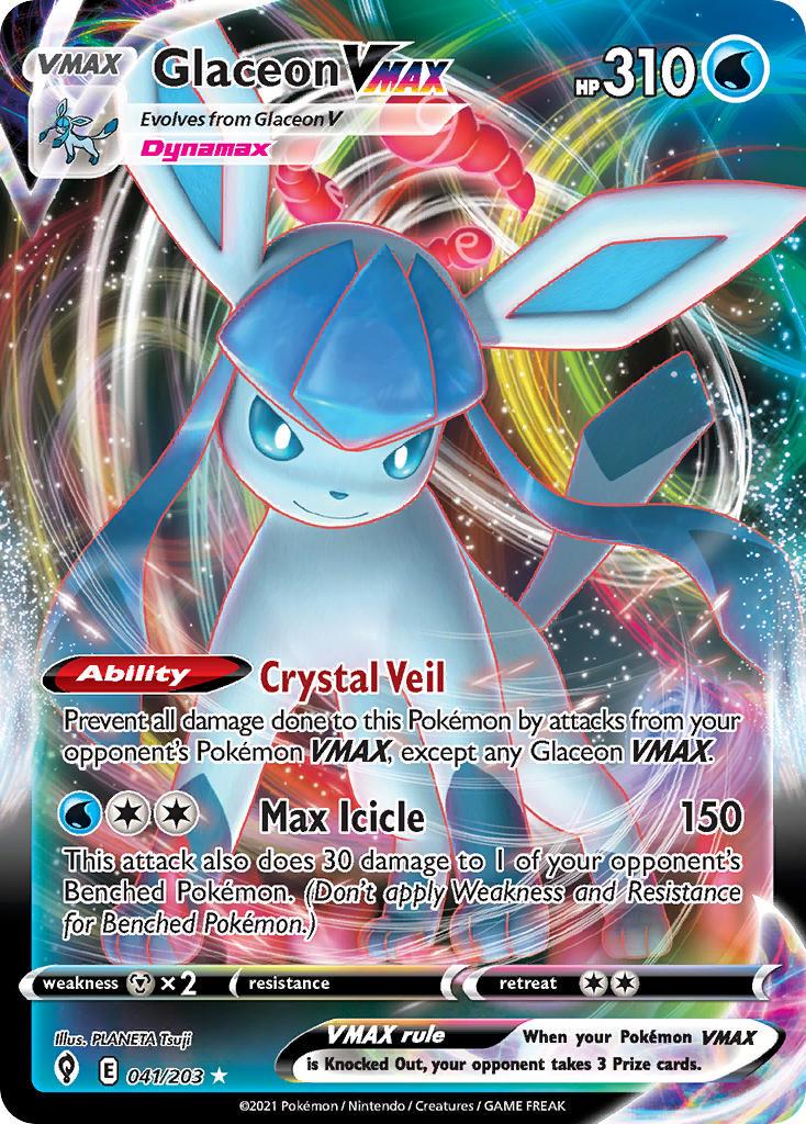 2021 Pokemon Trading Card Game Evolving Skies Set List 041 Glaceon VMAX