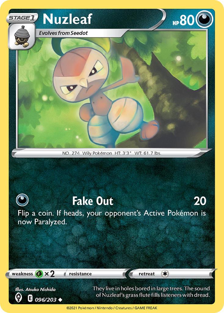 2021 Pokemon Trading Card Game Evolving Skies Set List 096 Nuzleaf