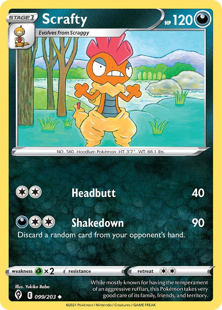 2021 Pokemon Trading Card Game Evolving Skies Set List 099 Scrafty