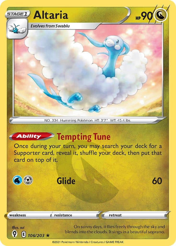 2021 Pokemon Trading Card Game Evolving Skies Set List 106 Altaria