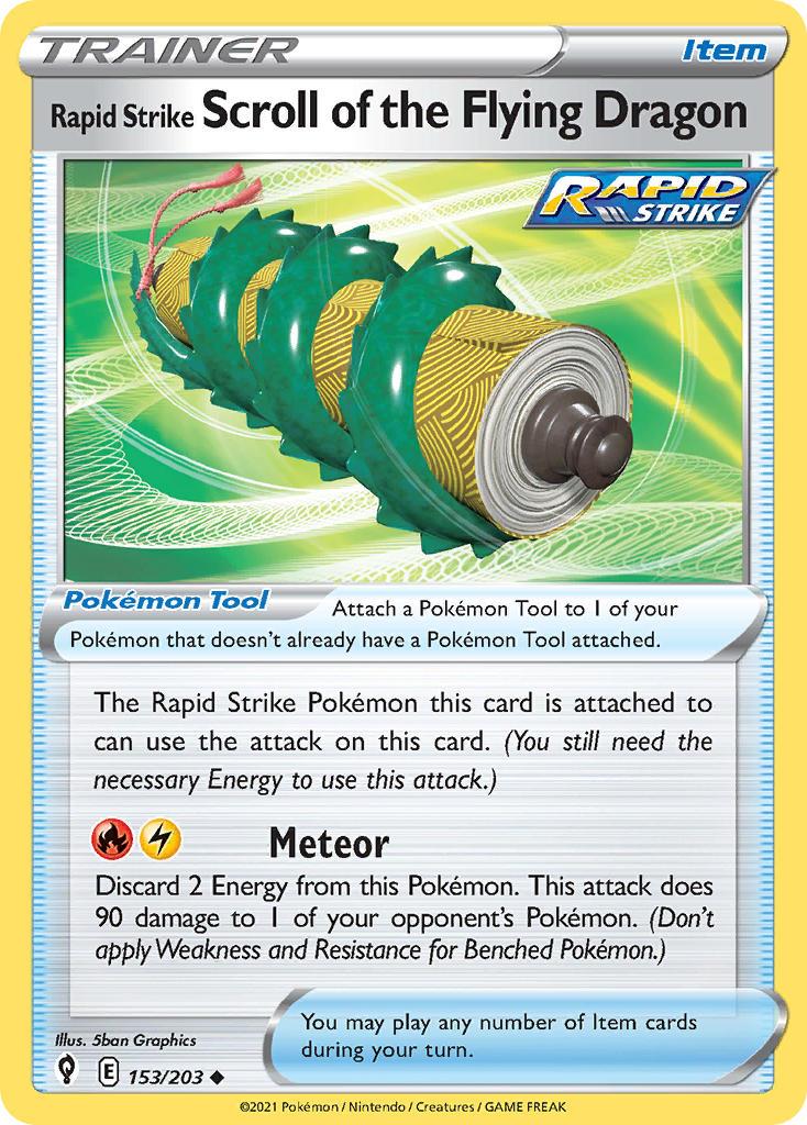 2021 Pokemon Trading Card Game Evolving Skies Set List 153 Rapid Strike Scroll Of The Flying Dragon