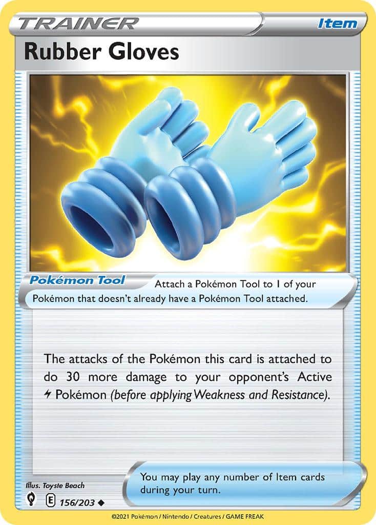 2021 Pokemon Trading Card Game Evolving Skies Set List 156 Rubber Gloves