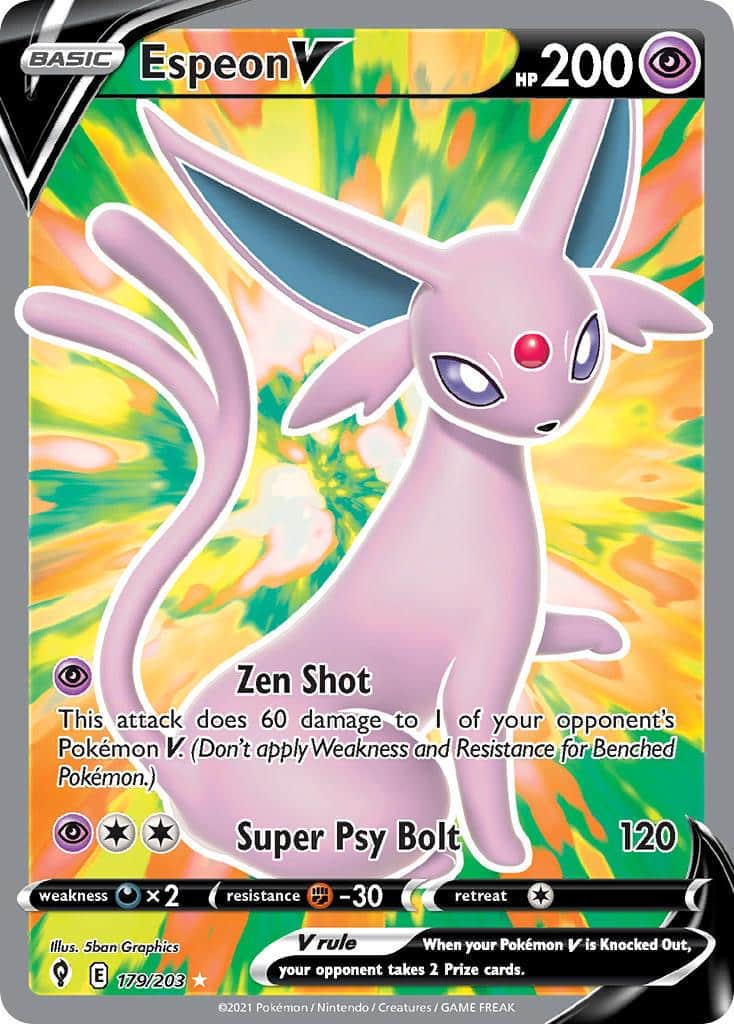 2021 Pokemon Trading Card Game Evolving Skies Set List 179 Espeon V