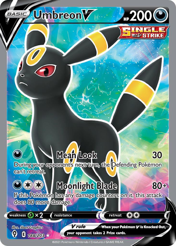 2021 Pokemon Trading Card Game Evolving Skies Set List 188 Umbreon V