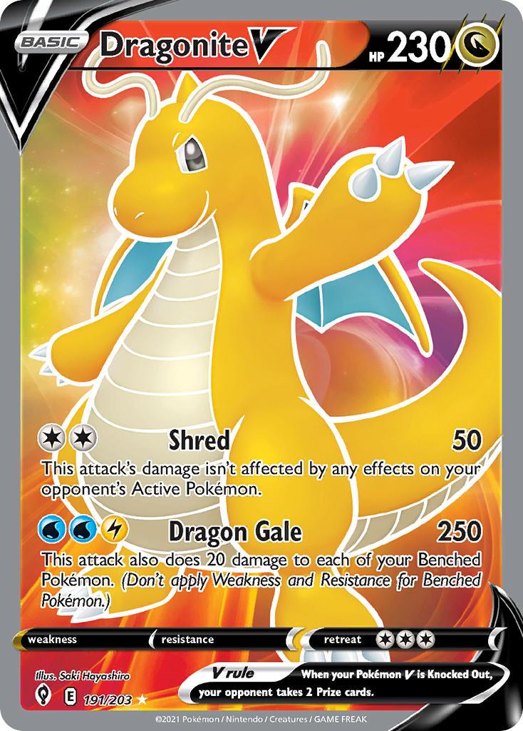 2021 Pokemon Trading Card Game Evolving Skies Set List 191 Dragonite V