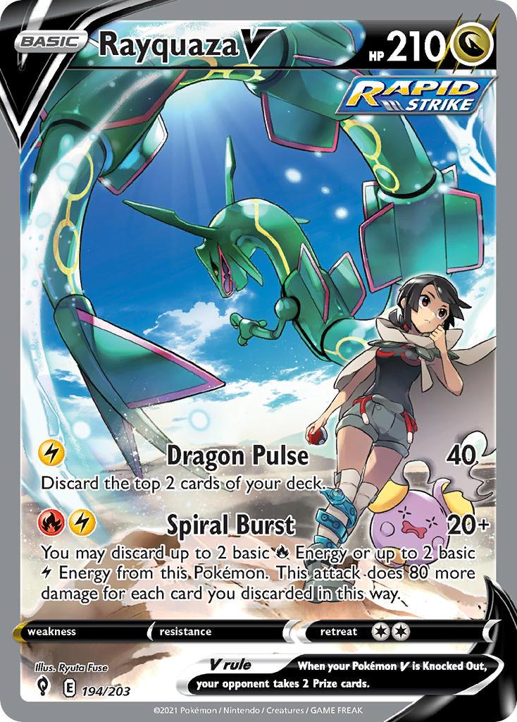 2021 Pokemon Trading Card Game Evolving Skies Set List 194 Rayquaza V