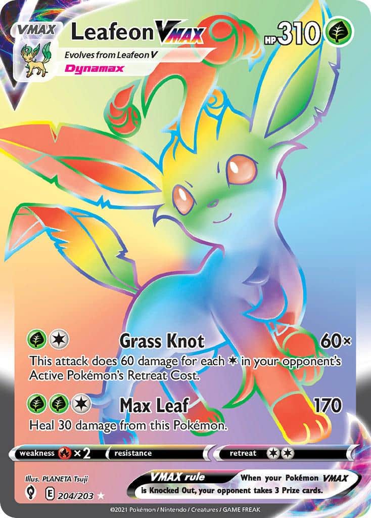 2021 Pokemon Trading Card Game Evolving Skies Set List 204 Leafeon VMAX