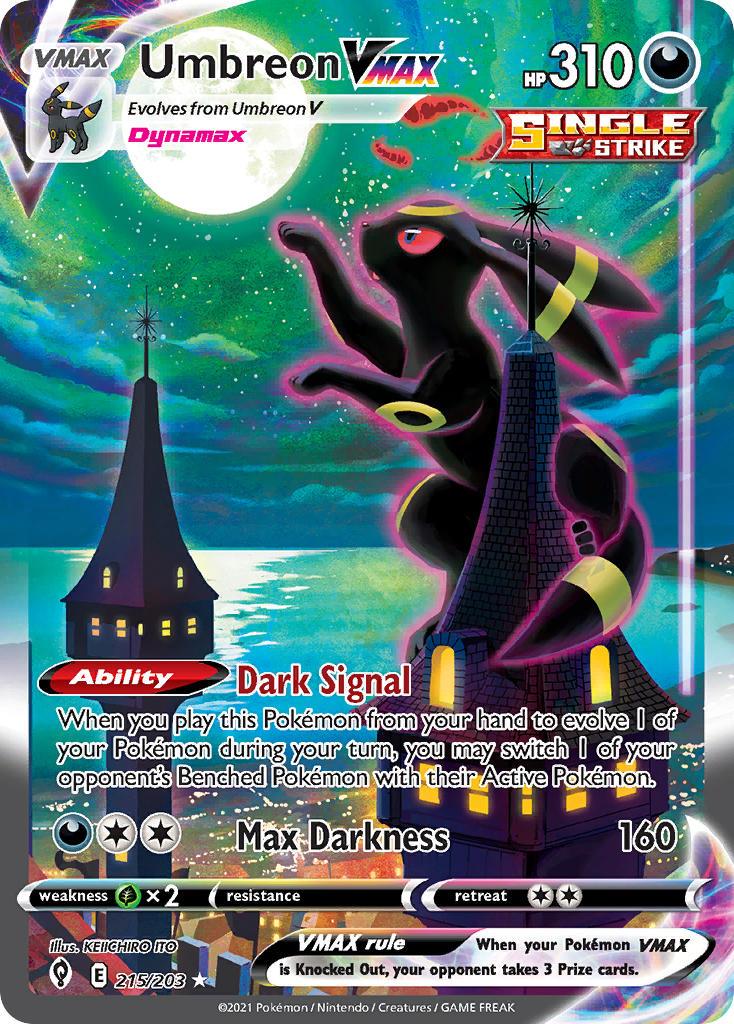 2021 Pokemon Trading Card Game Evolving Skies Set List 215 Umbreon VMAX