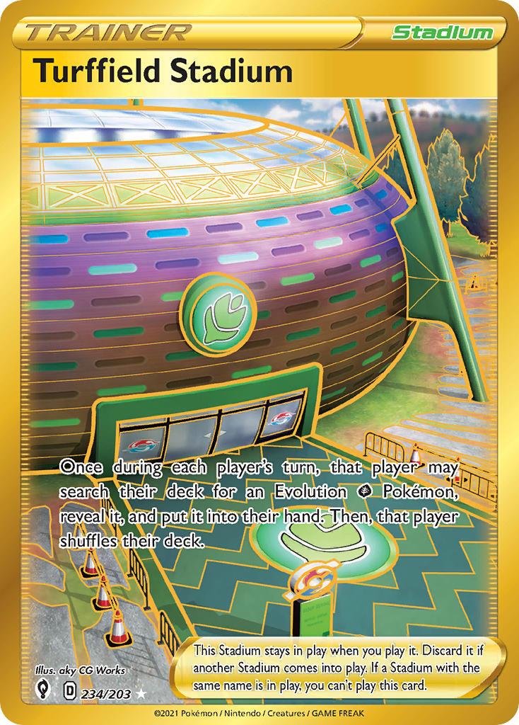 2021 Pokemon Trading Card Game Evolving Skies Set List 234 Turffield Stadium