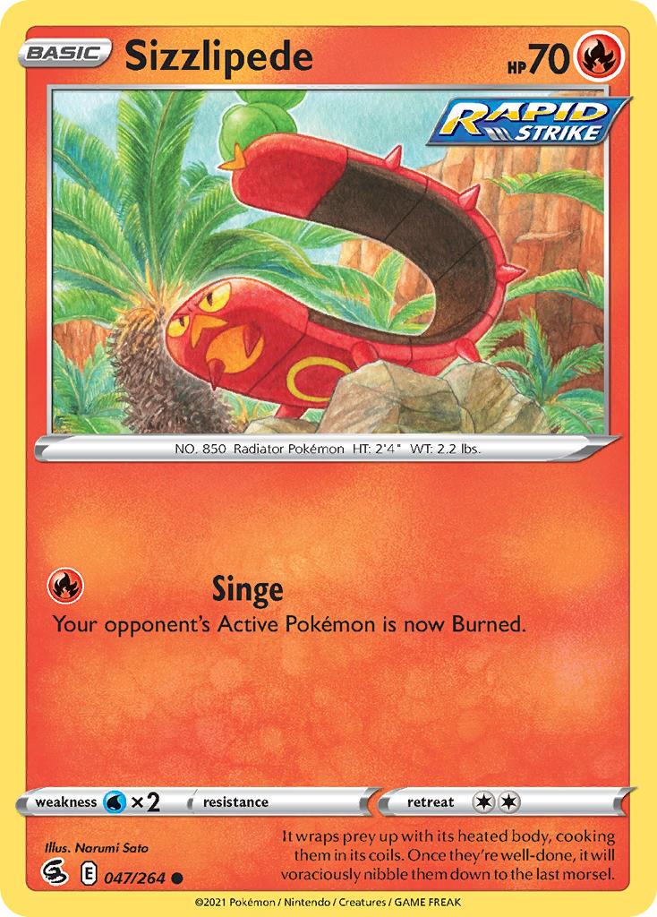 2021 Pokemon Trading Card Game Fusion Strike Price List 047 Sizzlipede