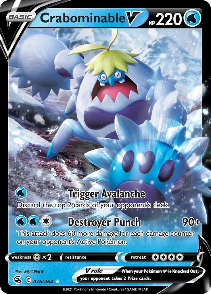 2021 Pokemon Trading Card Game Fusion Strike Price List 076 Crabominable V